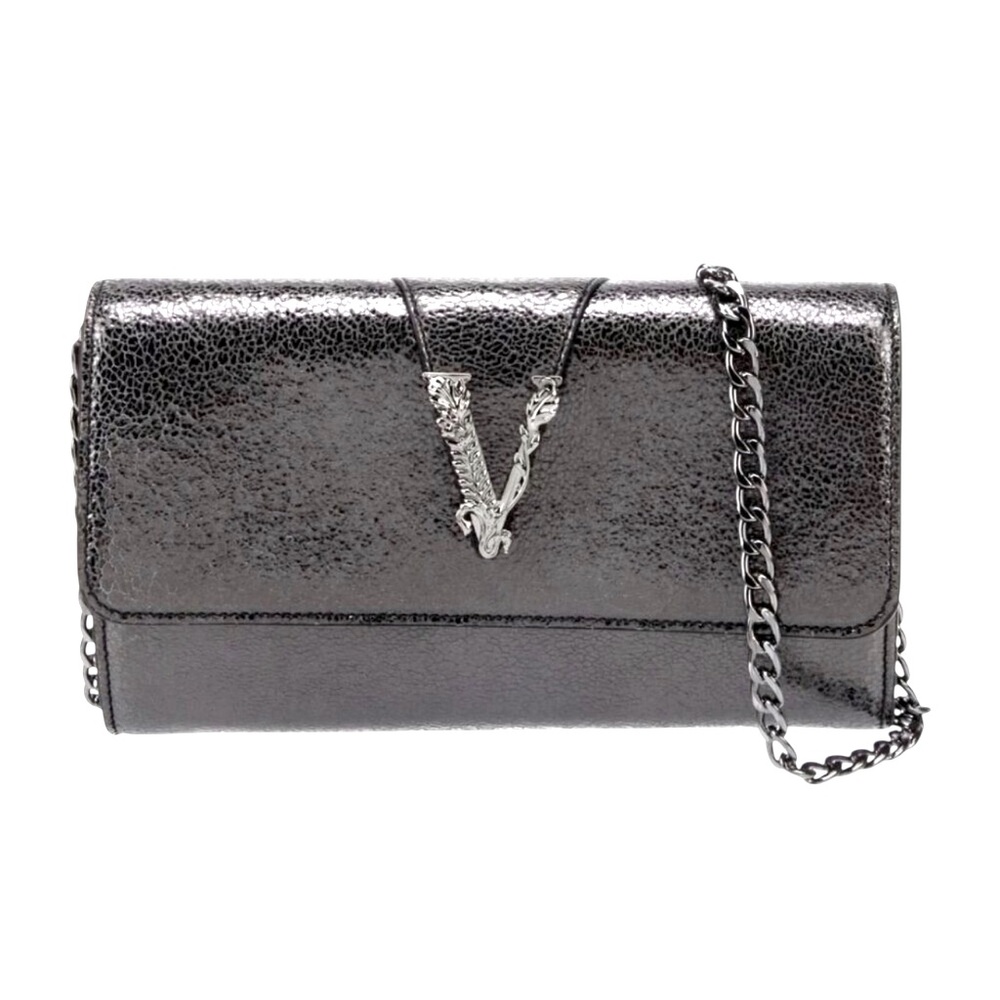 Versace Metallic Leather Virtus Bag – Gunmetal Hardware – NWT with Dust Bag - Picture 3 of 16